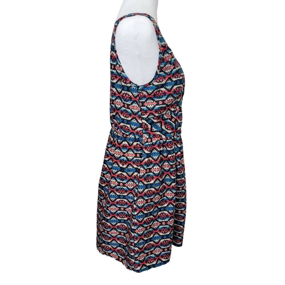 Band Of Gypsies Mini Dress Women's Medium Pink Blue Line Southwestern Sleeveless - Picture 4 of 9